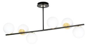 Plafoniera Contemporaneo Narayana Acciaio Nero Oro 6 Luci E14