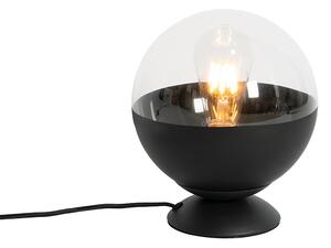 QAZQA - Lampada da tavolo retrò nera con vetro trasparente - Eclipse I Soggiorno I Camera da letto - Sferica I Sferica - LED adatto E27