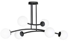 Plafoniera Contemporaneo Ramachandra Acciaio Nero 6 Luci E14