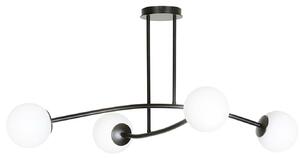 Plafoniera Contemporaneo Ramachandra Acciaio Nero 4 Luci E14