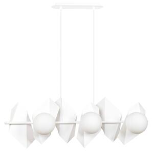 Lampadario Minimal Sharada Acciaio Bianco 6 Luci E14