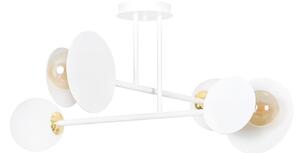 Plafoniera Moderna Morigena Acciaio Bianco 4 Luci E27