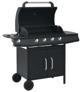 VidaXL Barbecue a gas 4+1 fiamme acciaio nero