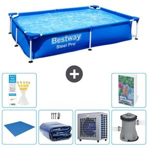 Bestway Steel Pro, piscina rettangolare - 221x150x43 cm - composta da 5 parti, modello S124