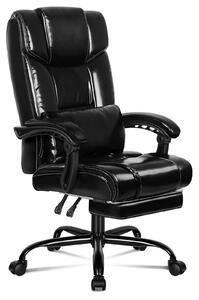 Sedia da ufficio ALFORDSON con cuscino lombare XL, sedia da scrivania per computer con poggiapiedi, schienale alto, funzione di reclinazione a 150°, materiale PU, nero