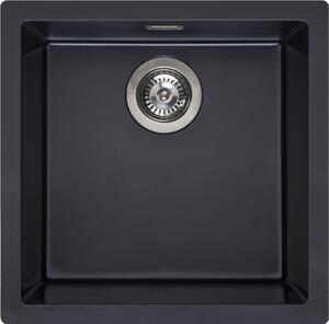 Lavello da incasso Reginox 460x460 Amsterdam 40 - Lavello da cucina con pratico cestello integrato e valvola di troppopieno, granito nero