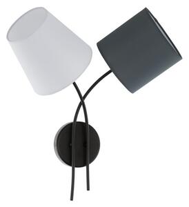Applique Moderna Almeida Acciaio Tessuto Bianco Nero 2 Luci E14