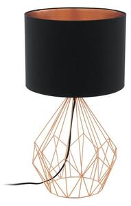 Lampada da Tavolo Contemporanea Pedregal 1 Acciaio Rame Tessuto Nero 1 E27
