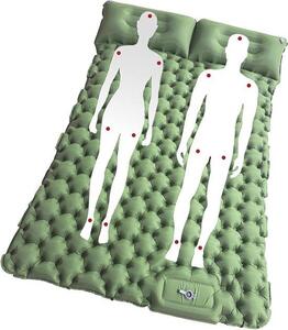 Materasso per campeggio - Letto gonfiabile - Dormire all'esterno - Pompa incorporata - Per 2 persone - Verde chiaro