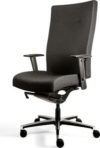 Sedia girevole da ufficio XL con braccioli, imbottita, supporto lombare, base in alluminio, nera