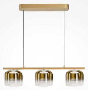 Lampadario Contemporaneo Spirito Metallo E Vetro Oro 3 Luci Led 14W