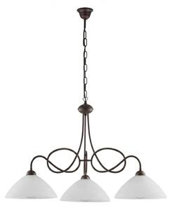 Lampadario Rustico Bistrot 3 Luci Ruggine e Bianco LuceArt Classic