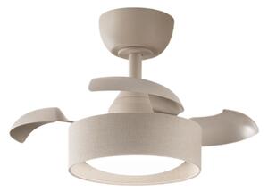 Ventilatore Moderno Cleo Metallo Tessuto Sabbia Opaco Led 22W Cct