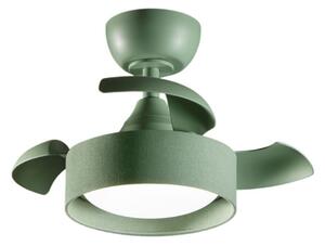 Ventilatore Moderno Cleo Metallo Tessuto Verde Bosco Opaco Led 22W Cct