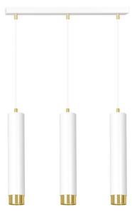 Lampadario 3 Luci Wagner In Acciaio Bianco E Tubolari In Bianco E Oro