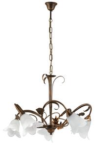 Lampadario Arte Povera Cestino 5 Luci Marrone e Bianco LuceArt Classic
