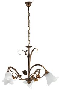 Lampadario Arte Povera Cestino 3 Luci Marrone e Bianco LuceArt Classic