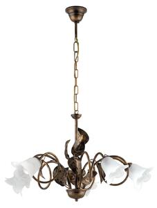 Lampadario Arte Povera Limone 5 Luci Marrone e Bianco LuceArt Classic
