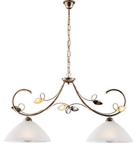 Lampadario Rustico Magnolia 2 Luci Marrone e Bianco LuceArt Classic