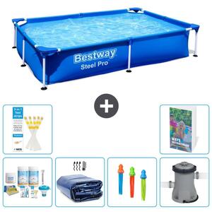 Bestway Steel Pro, piscina rettangolare - 221x150x43 cm - composta da 5 parti, modello S108