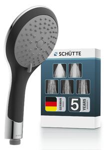 SCHÜTTE, soffione manuale BROADWAY per un'esperienza di doccia ottimale. Soffione per doccia con 5 diverse modalità di getto, finitura cromata/nera