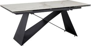 WOHNLING Tavolo da sala da pranzo 180 260 cm allungabile in Vetroceramica vetro bianco Tavolo in Vetroceramica effetto marmo Grande tavolo da cucina di design Tavolo da pranzo rettangolare stravagante