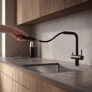 Miscelatore per cucina, finitura opaca nera, con doccetta estraibile, modello PS8120-10 Pure.Sink