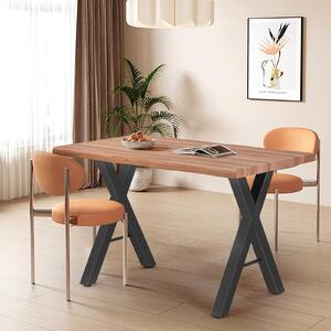 Tavolo da Pranzo Moderno con Piano Effetto Legno Naturale, Gambe Moderne a Forma di X-A, 120x70x76cm, Naturale