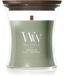 Woodwick Verdant Fig candela profumata con stoppino in legno 85 g
