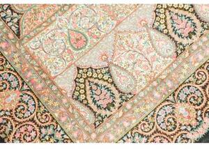 Tappeto Ghom Seta Stilizzato Blu Scuro Turchese 105x165 Cm