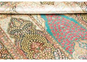 Tappeto Ghom Seta Stilizzato Blu Scuro Turchese 105x165 Cm