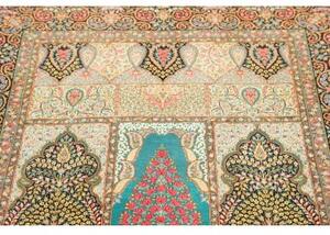 Tappeto Ghom Seta Stilizzato Blu Scuro Turchese 105x165 Cm