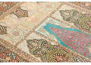 Tappeto Ghom Seta Stilizzato Blu Scuro Turchese 105x165 Cm