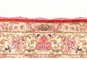 Tappeto Ghom Seta Medaglione Floreale Rosso Beige 97x151 Cm