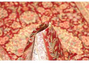 Tappeto Ghom Seta Medaglione Floreale Rosso Beige 97x151 Cm