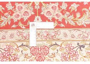 Tappeto Ghom Seta Medaglione Floreale Rosso Beige 97x151 Cm