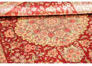 Tappeto Ghom Seta Medaglione Floreale Rosso Beige 97x151 Cm