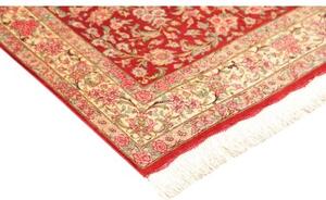 Tappeto Ghom Seta Medaglione Floreale Rosso Beige 97x151 Cm