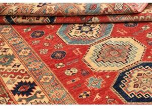 Tappeto Kazak Fine Geometrico Rosso Blu 136x189 Cm