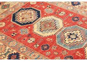 Tappeto Kazak Fine Geometrico Rosso Blu 136x189 Cm