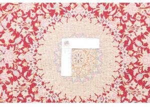 Tappeto Ghom Seta Medaglione Floreale Bordeaux Avorio 59x89 Cm
