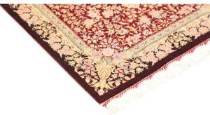 Tappeto Ghom Seta Medaglione Floreale Bordeaux Avorio 59x89 Cm