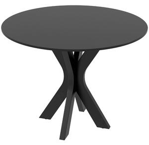 HOMCOM Tavolo da Pranzo Moderno Rotondo per 4 Persone in Acciaio e MDF, Ø100x75cm, Nero|Aosom