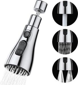 Rubinetto da cucina a 3 vie - Rotazione a 360 gradi - G1/2 - A risparmio idrico - Flessibile - Zinco - Estensibile