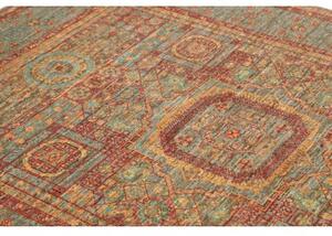 Tappeto Kairo Geometrico Verde Petrolio Rosso Mattone 153x207 Cm