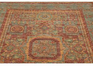 Tappeto Kairo Geometrico Verde Petrolio Rosso Mattone 153x207 Cm