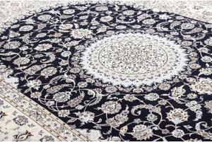 Tappeto Nain 6la Medaglione Floreale Blu Scuro Avorio 214x305 Cm