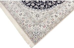 Tappeto Nain 6la Medaglione Floreale Blu Scuro Avorio 214x305 Cm