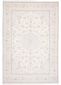 Tappeto Nain 9la Medaglione Floreale Avorio Blu Chiaro 202x293 Cm