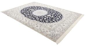 Tappeto Nain 6la Medaglione Floreale Blu Scuro Avorio 214x305 Cm